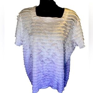 Alfred Dunner purple ombré ruffle top size petite medium